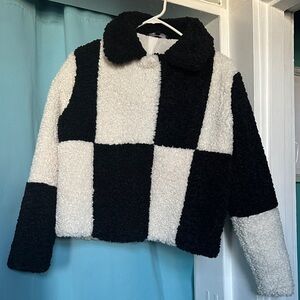 Fore Black and White Checkered Fleece Jacket